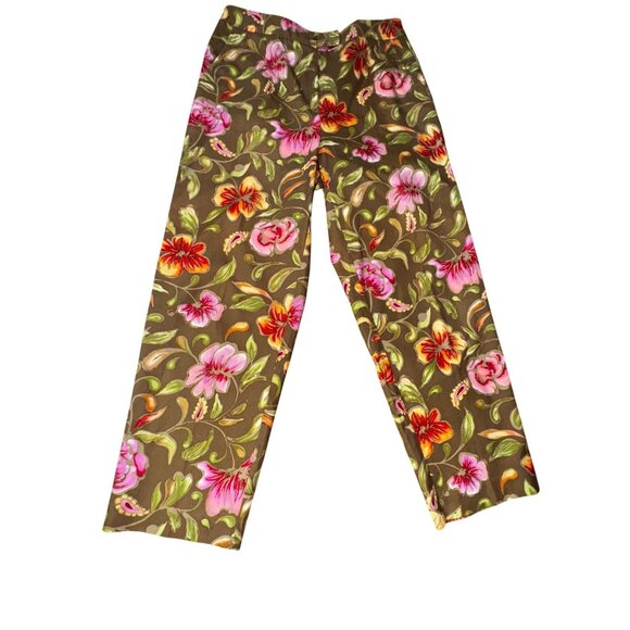Talbots Floral Print Cropped Stretch Pants Size 8 Preppy Classic Boho Coastal - Picture 1 of 7
